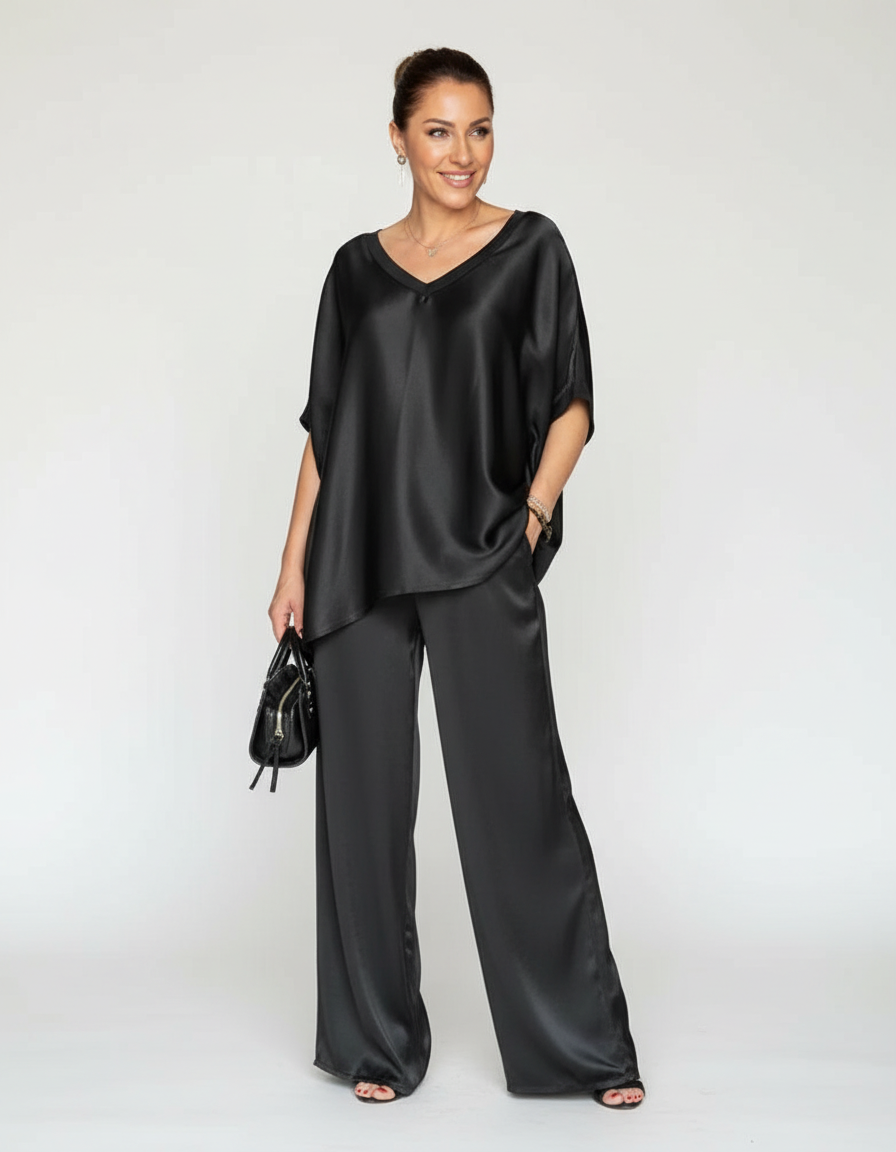 Camila Ensemble Femme – Ensemble Lounge Satiné 2 Pièces à Coupe Fluide Élégante