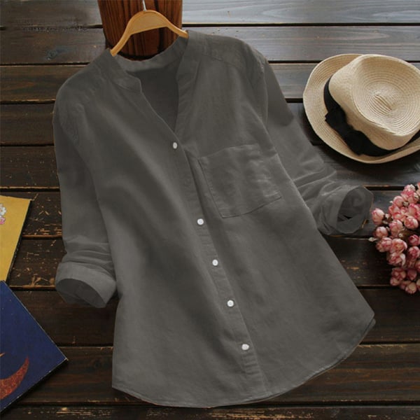 Ylva Chemise Femme – Chemise en Lin-Coton avec Coupe Ample et Style Décontracté
