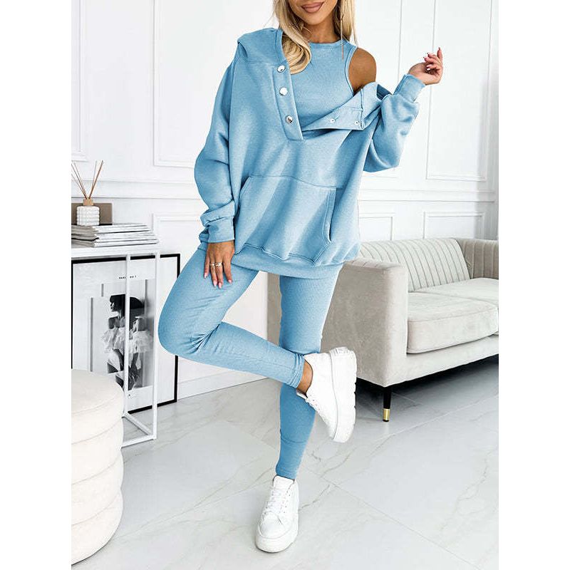 Ysaline Ensemble Hoodie Femme – Ensemble 3 Pièces avec Sweat à Capuche, Haut et Pantalon de Jogging
