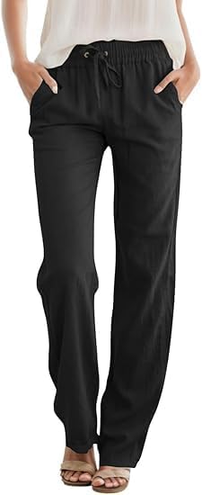 Katrina Pantalon Palazzo Décontracté – Pantalon Fluide à Taille Élastique avec Poches
