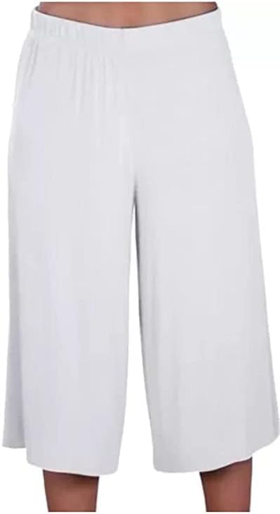 Nicole Pantalon Culotte Femme Grande Taille – Pantalon Palazzo 3/4 Fluide à Taille Élastique