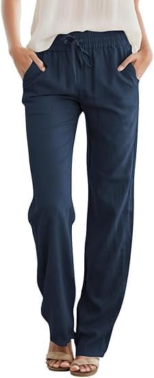 Katrina Pantalon Palazzo Décontracté – Pantalon Fluide à Taille Élastique avec Poches