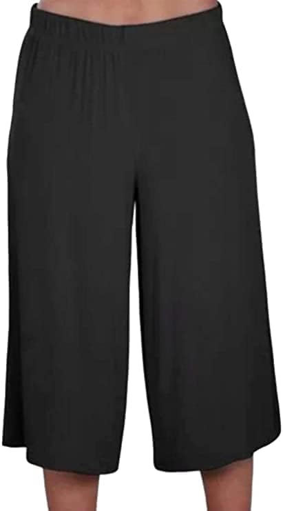 Nicole Women's Plus Size Culotte Pants – Flowing 3/4 Palazzo Pants with Elastic Waist