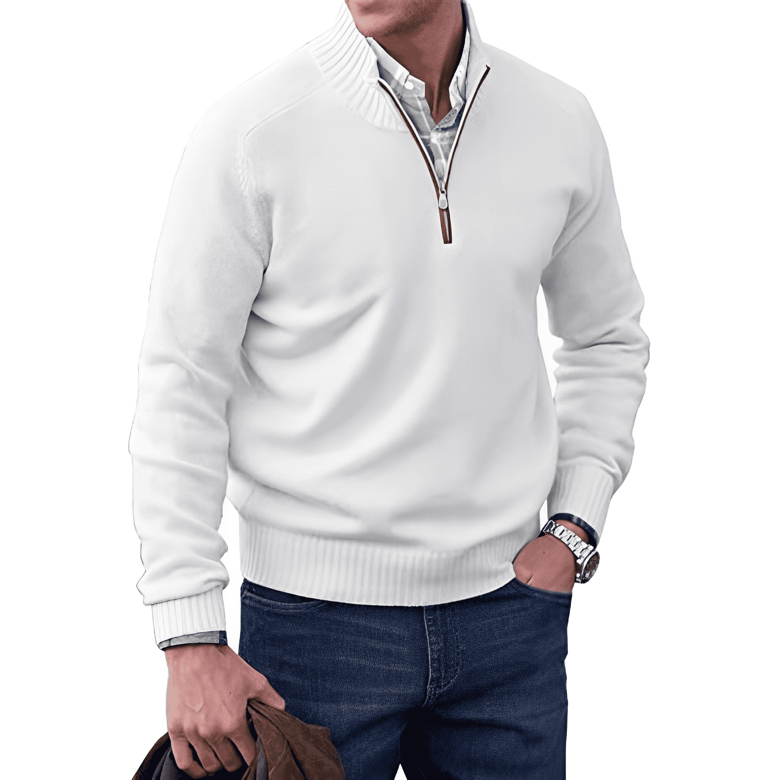 Jason Pull Homme – Pull Demi-Zip à Col Montant avec Maille Douce et Style Intemporel