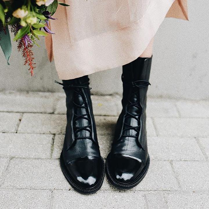 Finley Bottes Femme – Bottes Hautes en Cuir avec Lacets Élégants et Fermeture Latérale