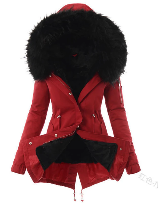 Abrigo para Mujer Abigail – Parka Larga con Capucha, Acabado de Imitación Piel y Estilo Invernal