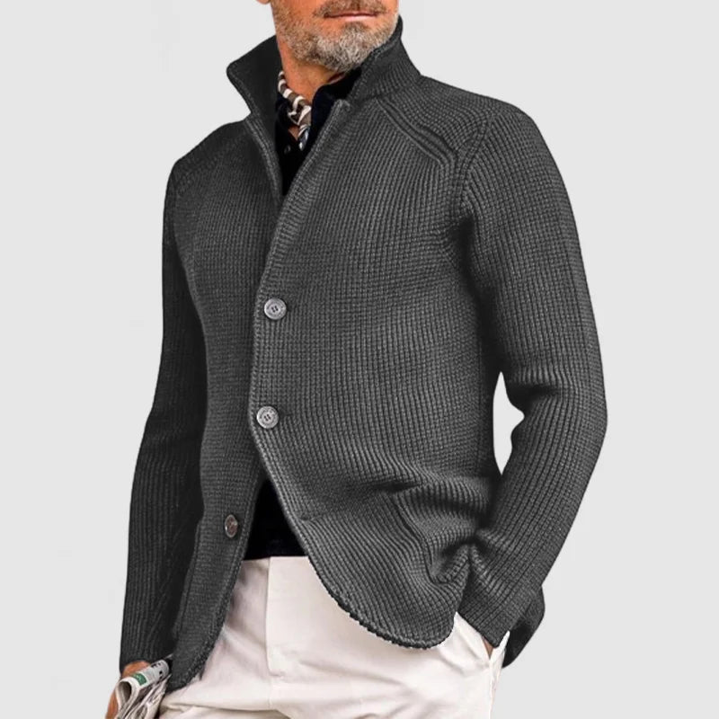 Henrik Veste Homme Élégante – Maille Texturée avec Col Montant et Coupe Moderne