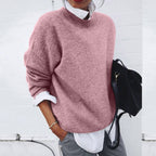 Jersey Sienna para mujer – Suéter suave de cuello redondo con corte casual elegante