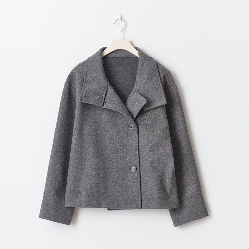 Celestine Manteau Court Femme – Veste Croisée Chic avec Col Montant & Coupe Oversize