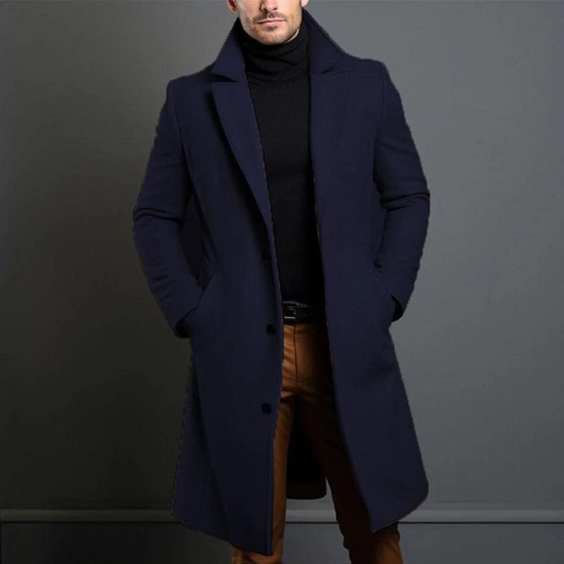 Henrik Manteau Homme – Manteau Long en Laine avec Coupe Élégante et Col Tailleur