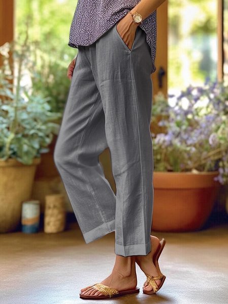 Skylar Pantalon Femme en Lin – Pantalon Ample et Léger au Style Décontracté Chic