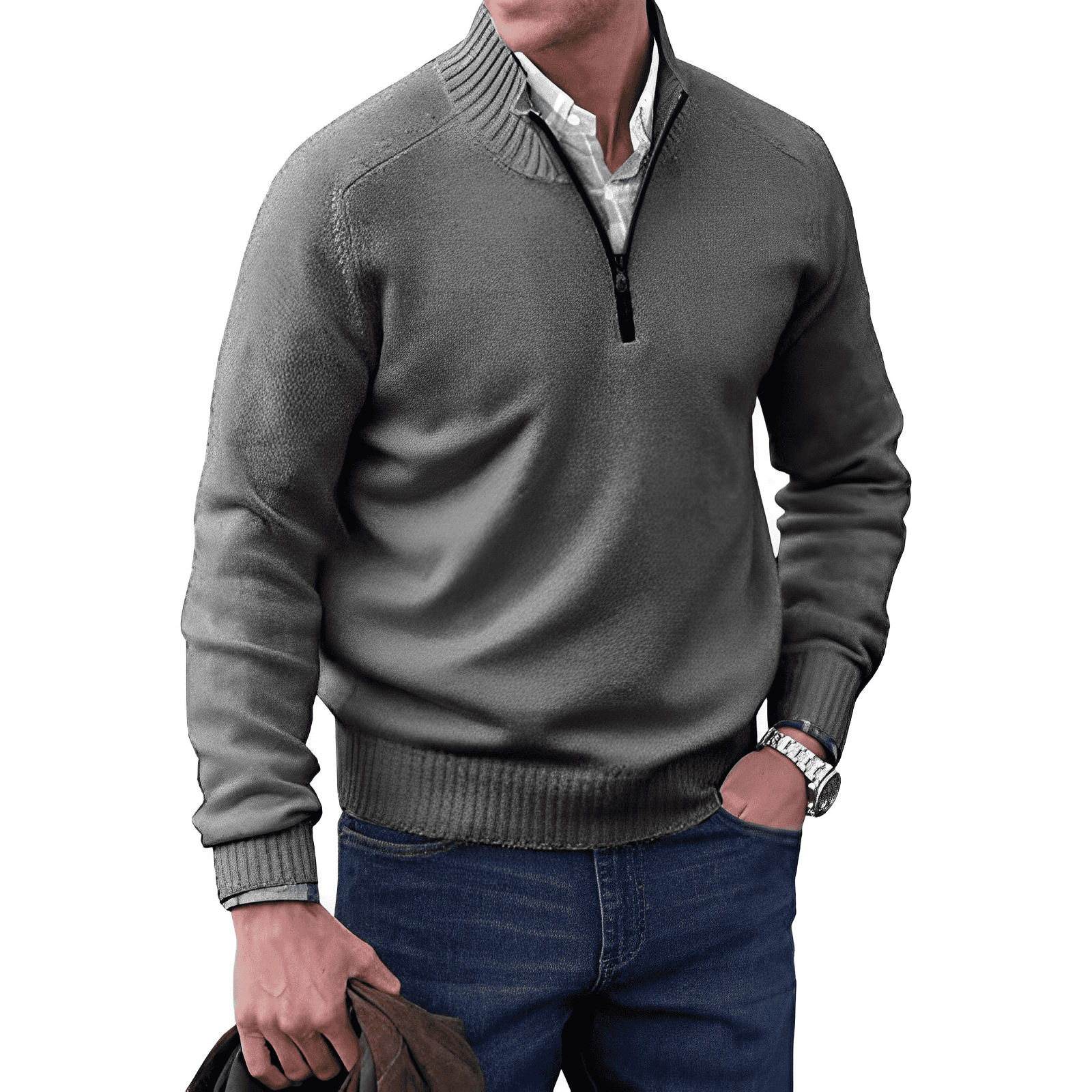 Jason Pull Homme – Pull Demi-Zip à Col Montant avec Maille Douce et Style Intemporel