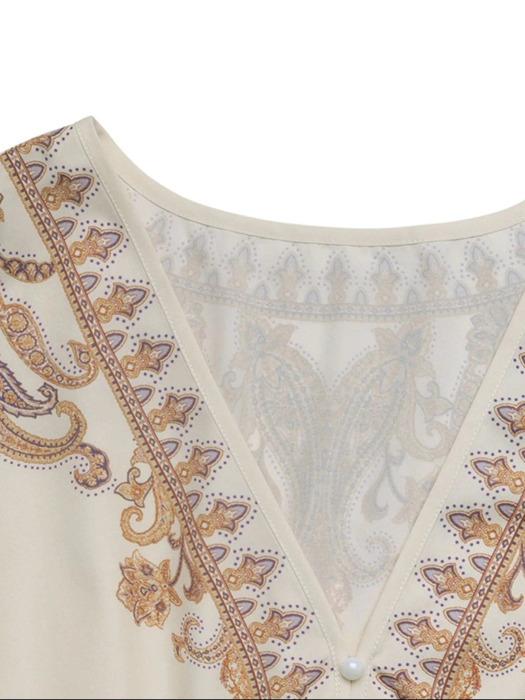 Daphné – Robe courte beige imprimée à manches longues avec ceinture élégante à nouer