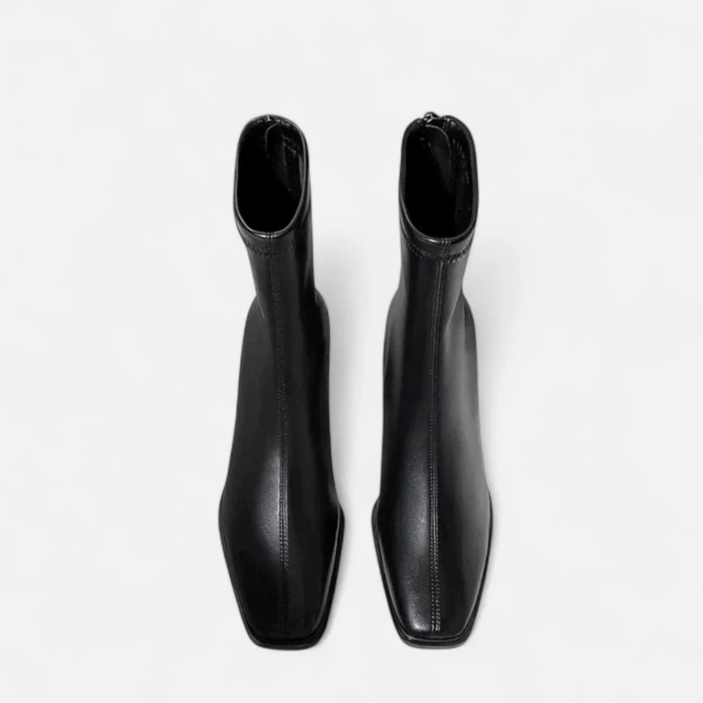 Olivia Bottines Femme – Bottines à Bout Carré avec Talon Bloc Élégant et Style Minimaliste