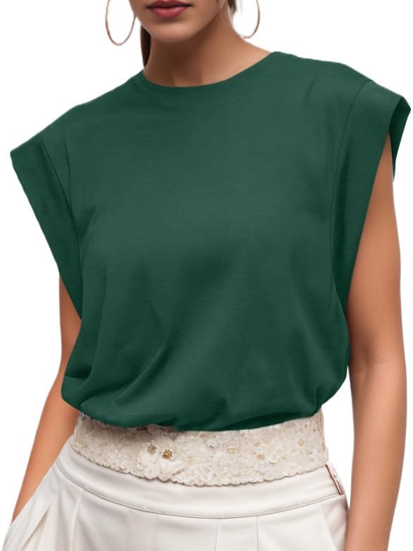 Denise T-Shirt Femme en Coton – Haut Décontracté à Manches Capes pour l'Été