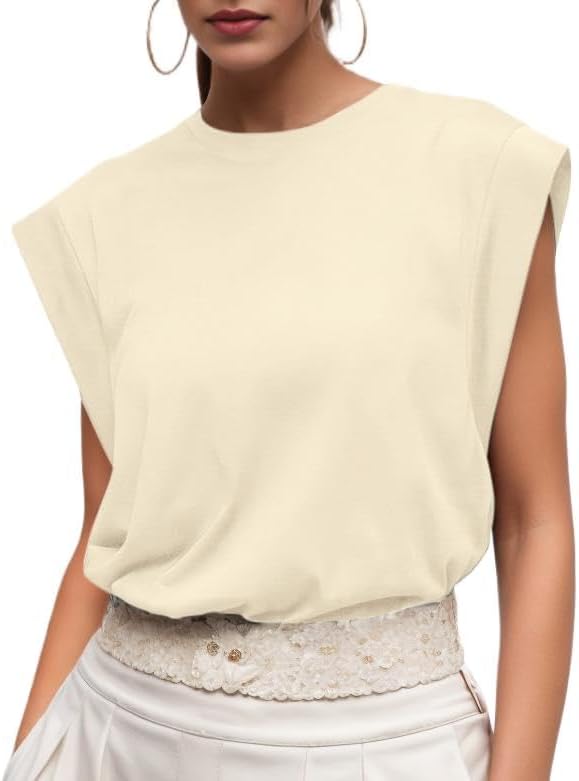 Denise T-Shirt Femme en Coton – Haut Décontracté à Manches Capes pour l'Été