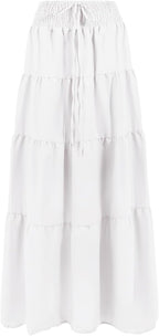 Lysiane Jupe Maxi – Jupe Longue Bohème en Mousseline Taille Haute Convertible 2-en-1