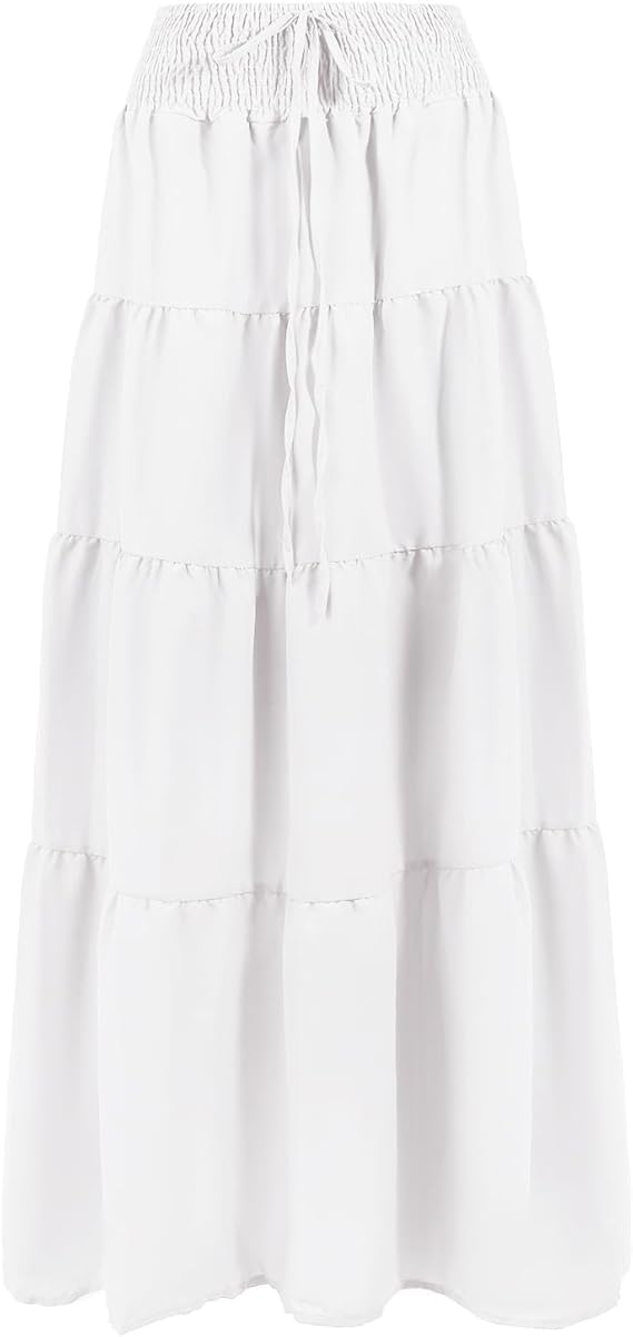 Lysiane Jupe Maxi – Jupe Longue Bohème en Mousseline Taille Haute Convertible 2-en-1