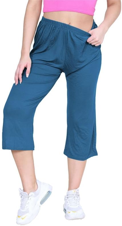 Nicole Pantalon Culotte Femme Grande Taille – Pantalon Palazzo 3/4 Fluide à Taille Élastique