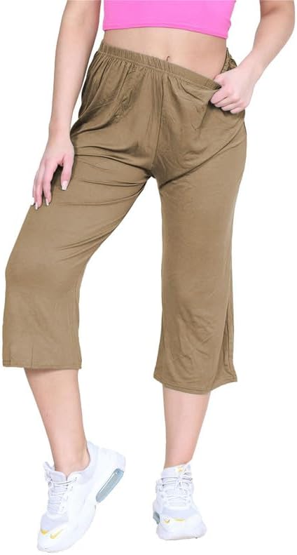 Nicole Pantalon Culotte Femme Grande Taille – Pantalon Palazzo 3/4 Fluide à Taille Élastique