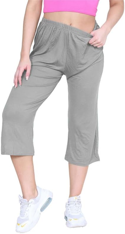 Nicole Pantalon Culotte Femme Grande Taille – Pantalon Palazzo 3/4 Fluide à Taille Élastique