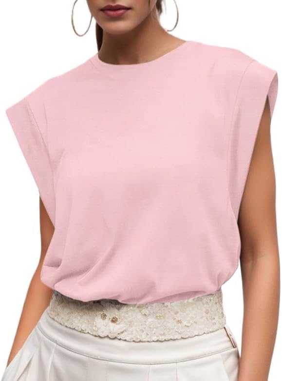 Denise T-Shirt Femme en Coton – Haut Décontracté à Manches Capes pour l'Été