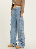 Janelle Women's Baggy Cargo Jeans – Loose Casual Jeans with Functional Cargo Pockets  