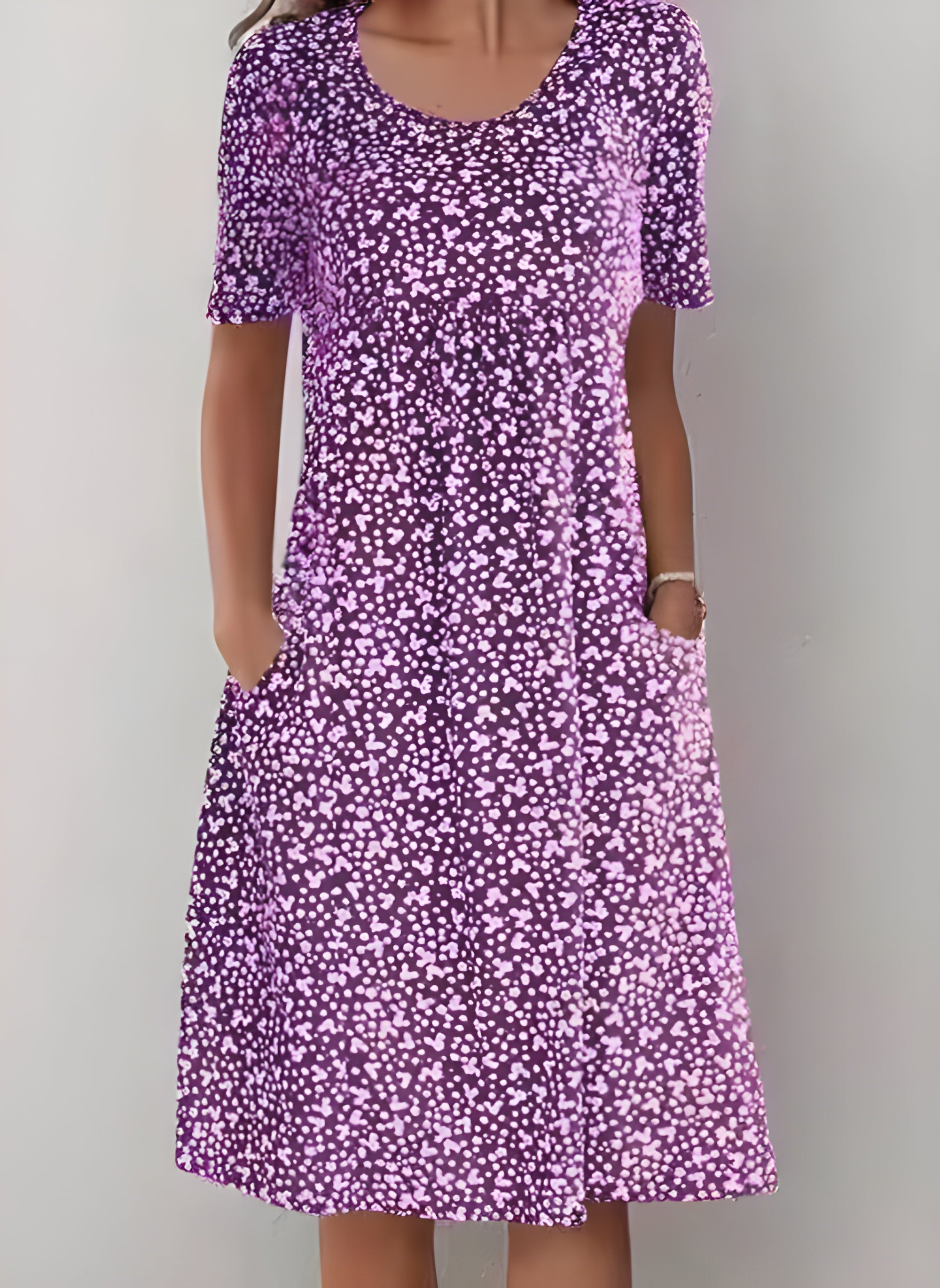 Maric Robe d’Été Femme – Robe Midi Fluide à Imprimé Léger avec Poches & Coupe Confortable