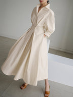 Sylviane Robe Midi Femme – Coupe Flatteuse, Boutons Raffinés & Style Intemporel