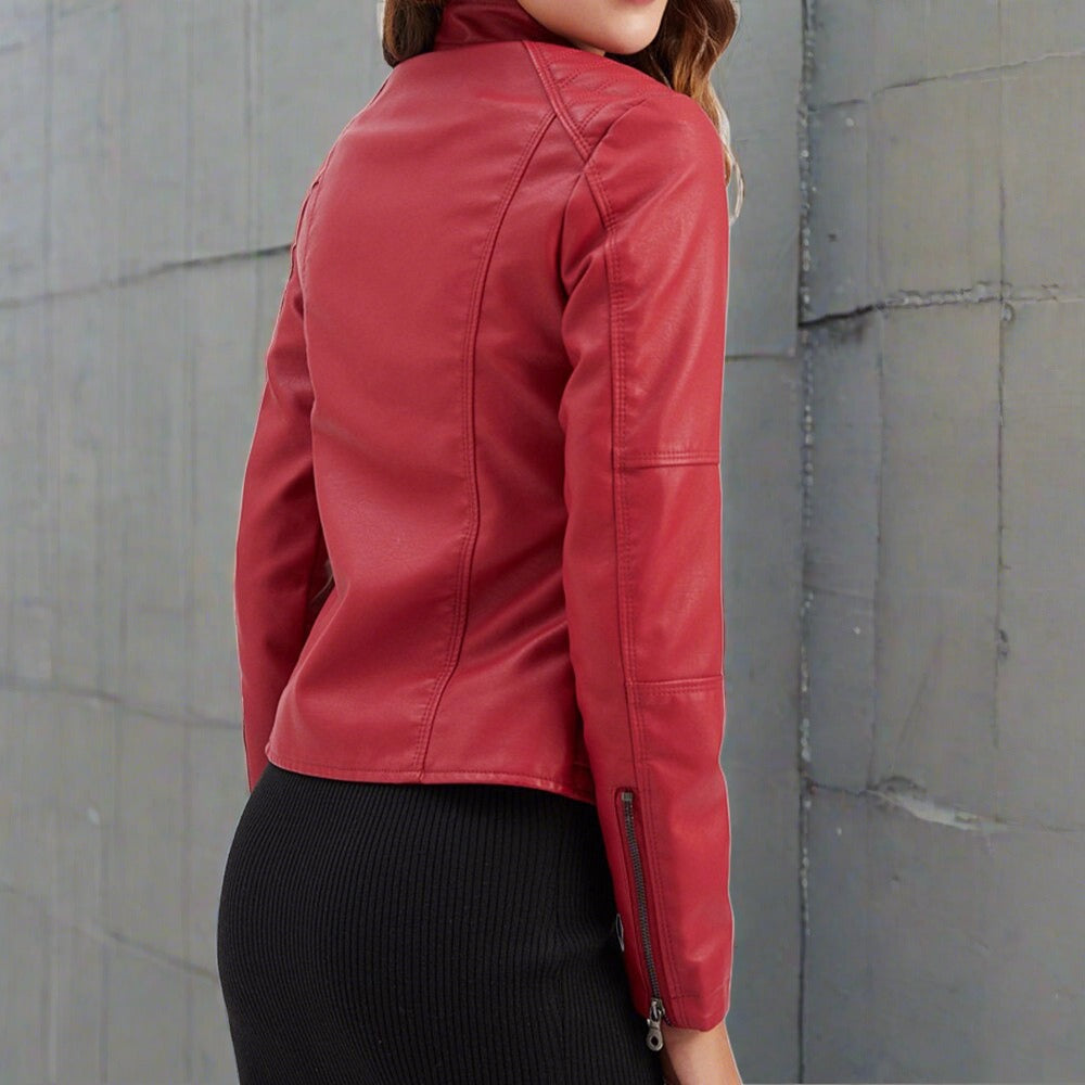 Reese Veste Femme en Cuir – Coupe Élégante avec Fermeture Éclair et Poches Zippées