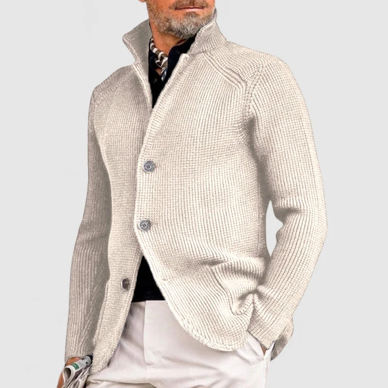 Henrik Veste Homme Élégante – Maille Texturée avec Col Montant et Coupe Moderne