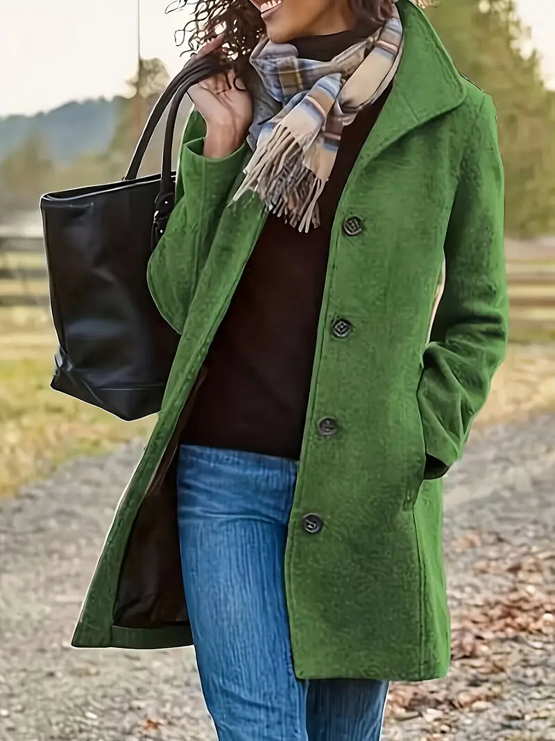 Avery Manteau Femme – Manteau Long Élégant avec Boutonnage Classique & Coupe Intemporelle