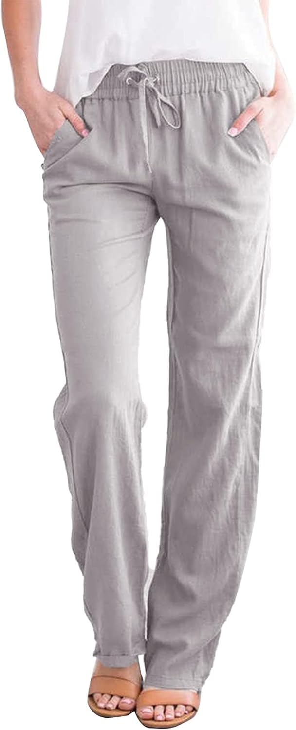 Andrea Pantalon Palazzo en Lin – Pantalon Léger à Jambes Larges avec Poches