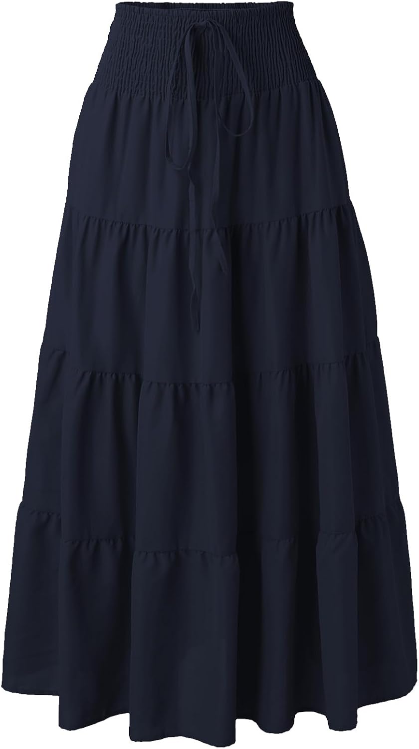 Éléna Jupe Maxi – Jupe Longue Bohème Convertible 2-en-1 Taille Smockée