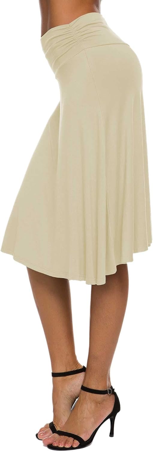 Isaline Jupe Trapèze – Jupe Midi Taille Élastique Élégante et Confortable