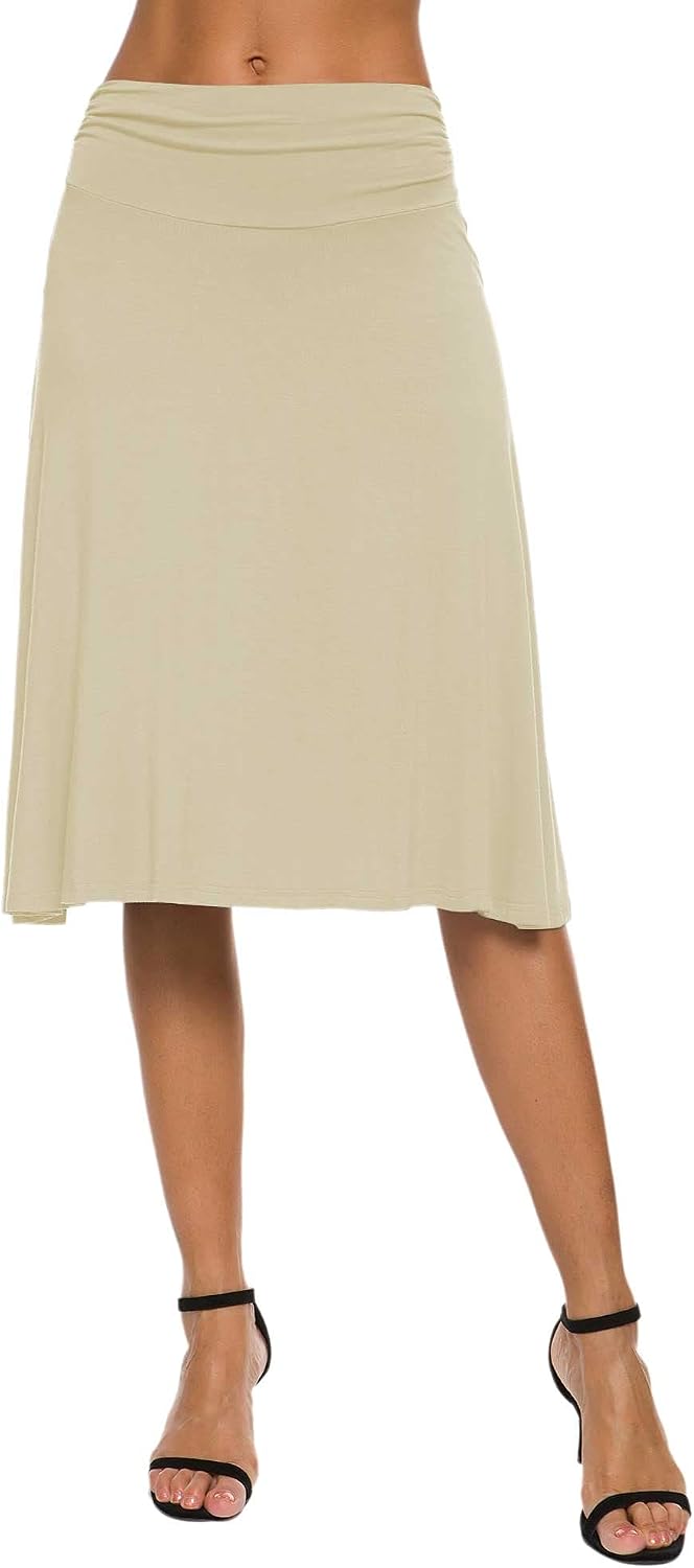 Isaline Jupe Trapèze – Jupe Midi Taille Élastique Élégante et Confortable