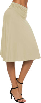Isaline Jupe Trapèze – Jupe Midi Taille Élastique Élégante et Confortable