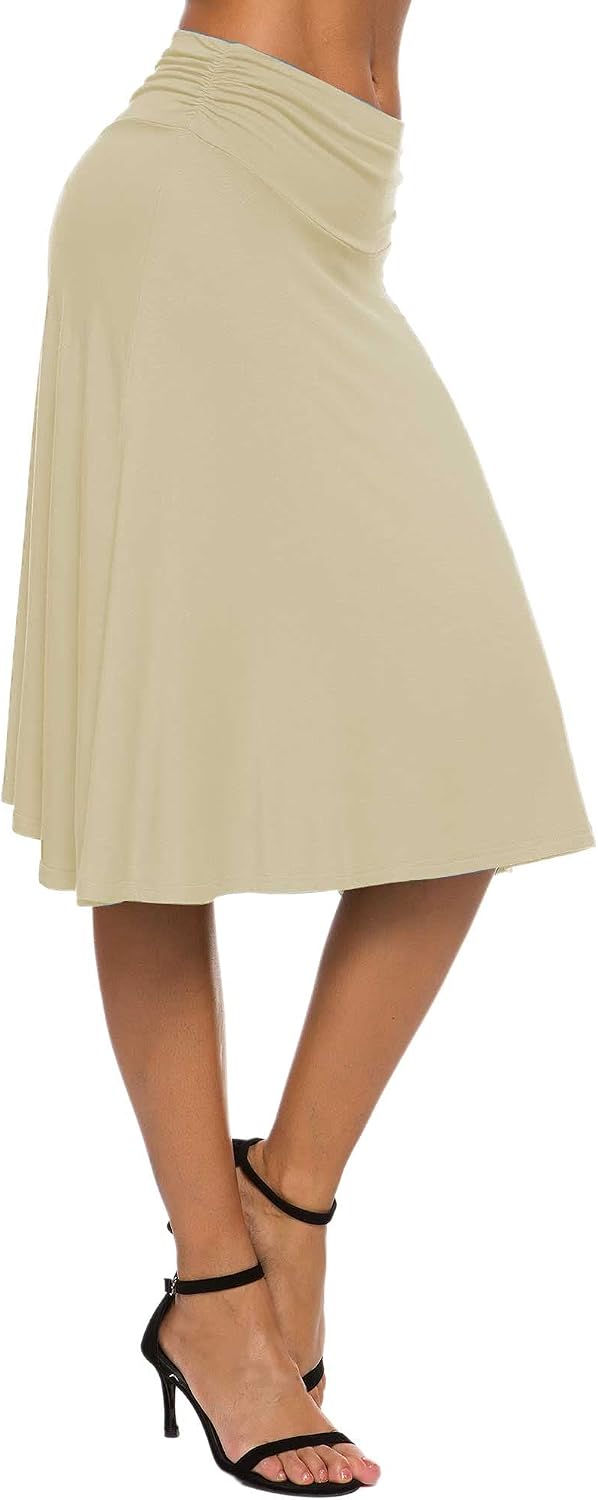 Isaline Jupe Trapèze – Jupe Midi Taille Élastique Élégante et Confortable