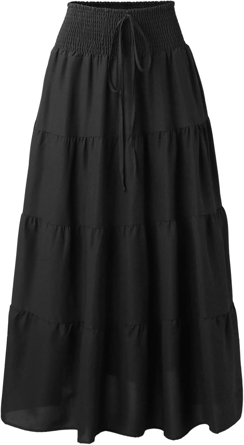 Éléna Jupe Maxi – Jupe Longue Bohème Convertible 2-en-1 Taille Smockée