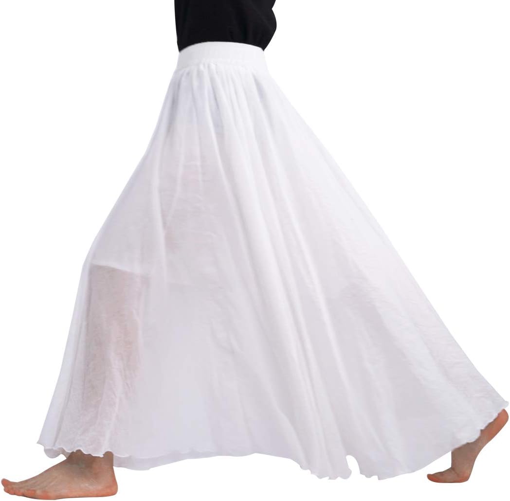 Zinnia Jupe Longue en Coton et Lin – Jupe Bohème Évasée Double Épaisseur à Taille Élastique