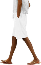 Inès Short Femme – Bermuda Taille Haute à Cordon avec Poches