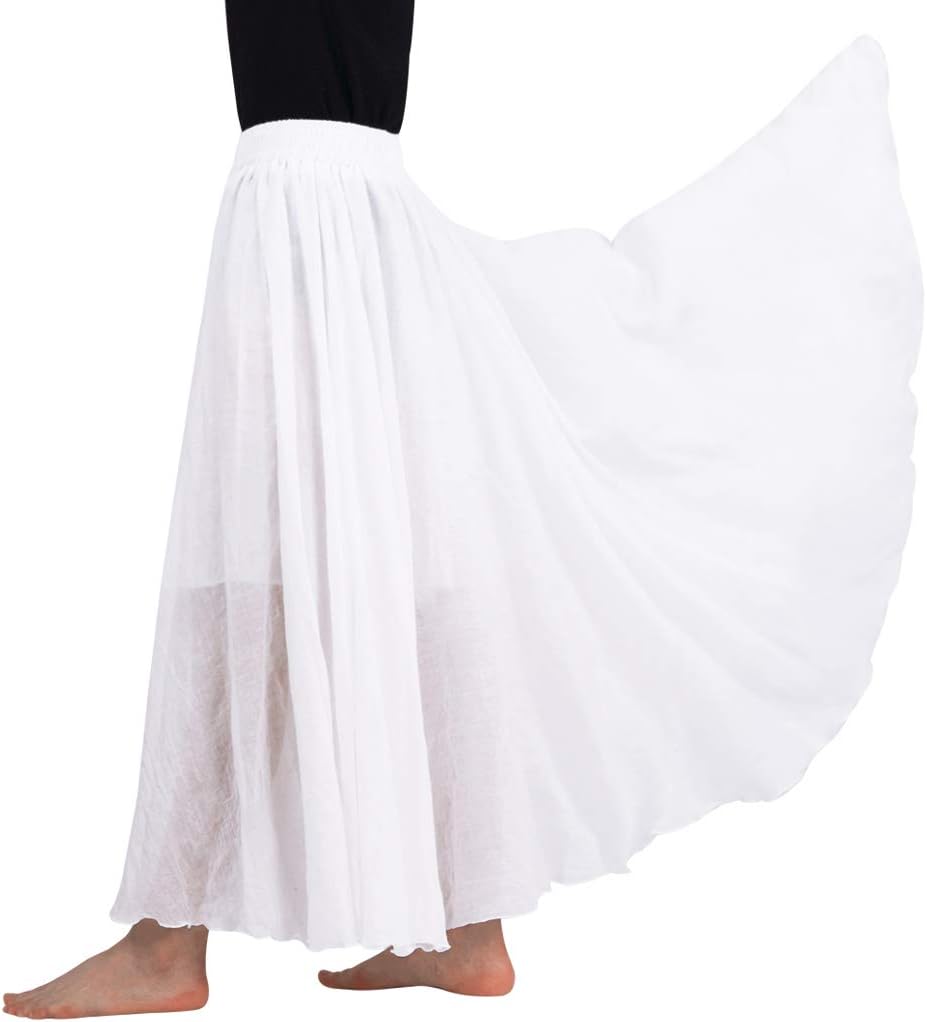 Zinnia Jupe Longue en Coton et Lin – Jupe Bohème Évasée Double Épaisseur à Taille Élastique