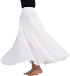 Zinnia Jupe Longue en Coton et Lin – Jupe Bohème Évasée Double Épaisseur à Taille Élastique