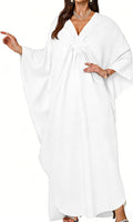 Angela Caftan Femme – Robe Longue Bohème à Col V pour la Plage