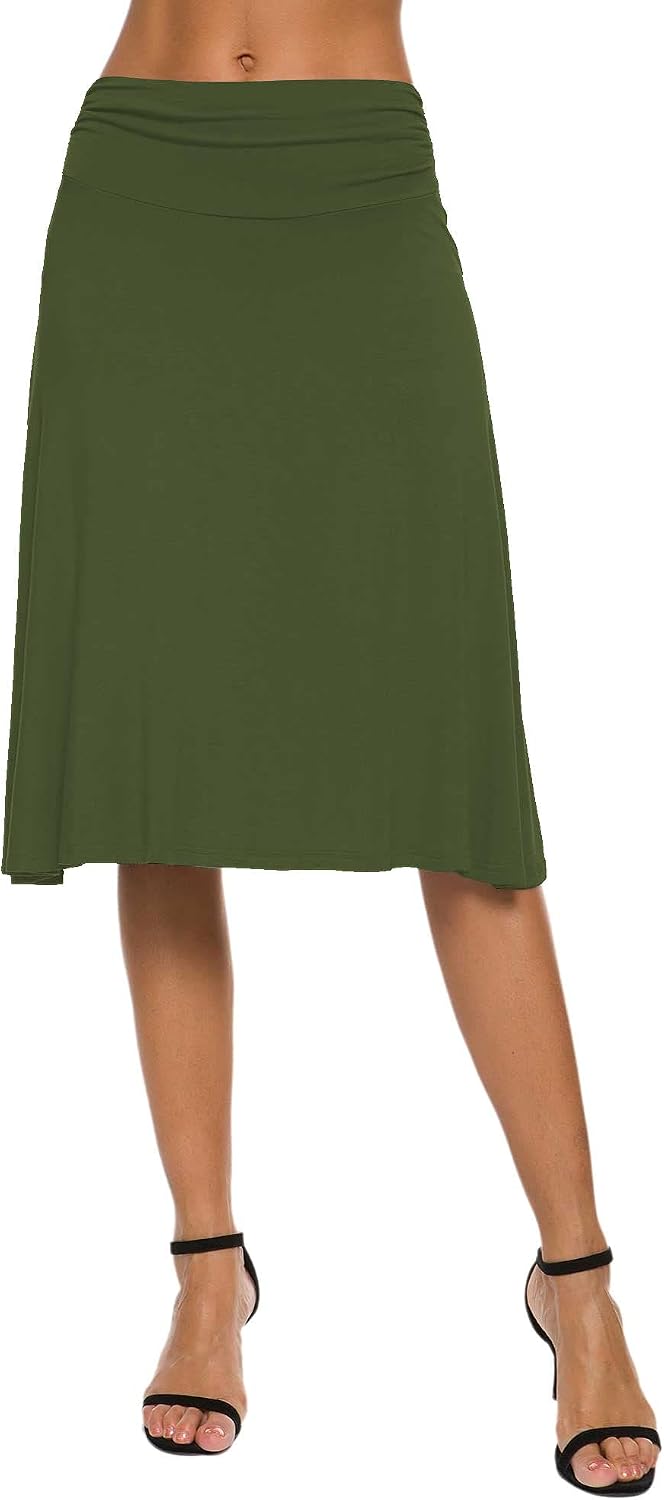 Isaline Jupe Trapèze – Jupe Midi Taille Élastique Élégante et Confortable