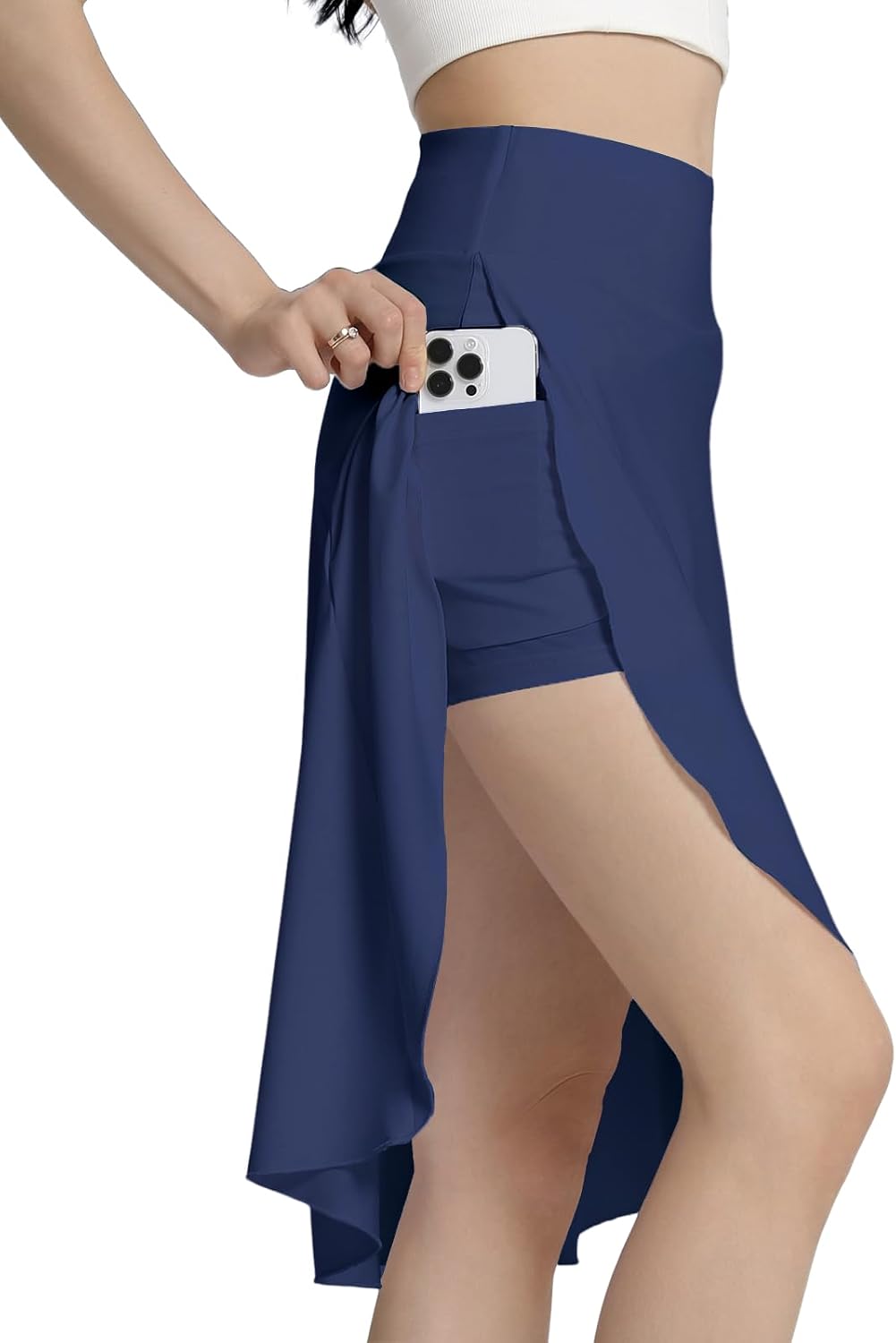 Gwenaëlle Jupe-Short Midi – Jupe Sport Taille Haute avec Short Intégré et Poches