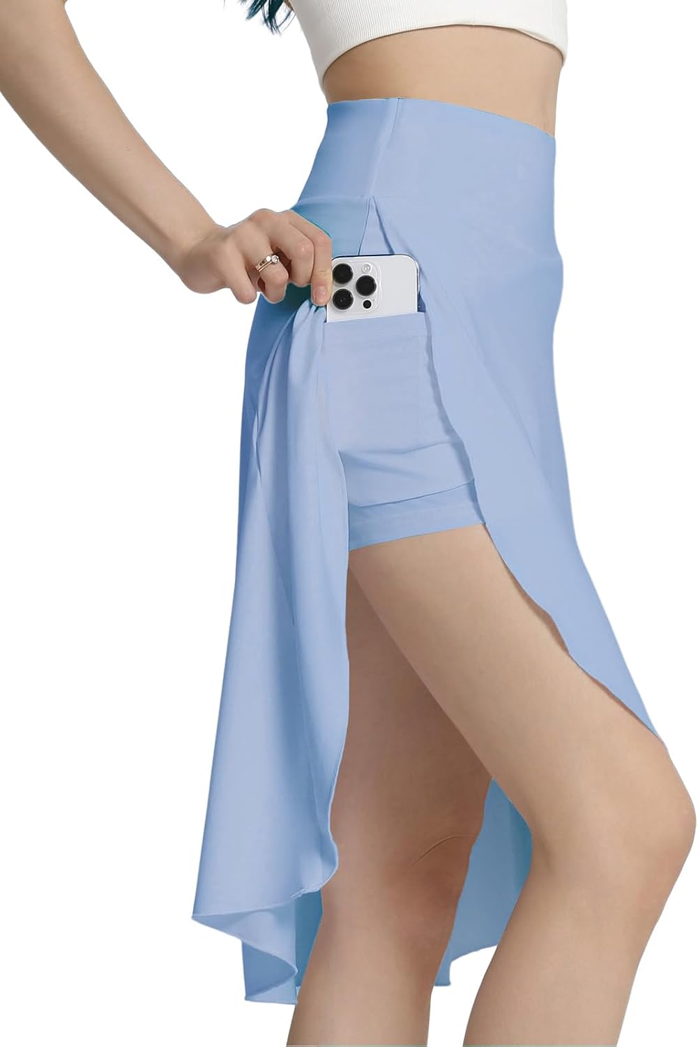 Gwenaëlle Jupe-Short Midi – Jupe Sport Taille Haute avec Short Intégré et Poches