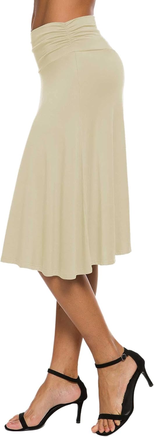 Isaline Jupe Trapèze – Jupe Midi Taille Élastique Élégante et Confortable
