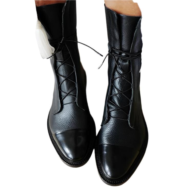 Finley Bottes Femme – Bottes Hautes en Cuir avec Lacets Élégants et Fermeture Latérale