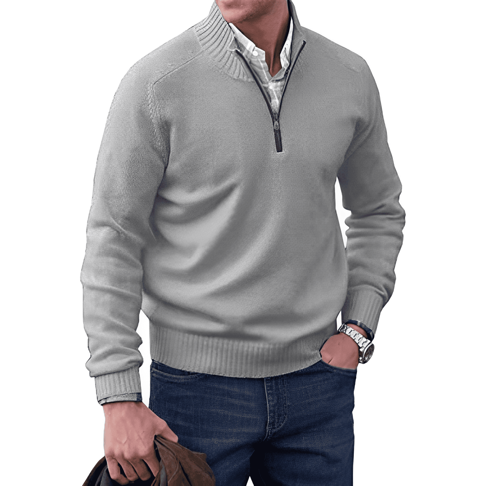 Jason Pull Homme – Pull Demi-Zip à Col Montant avec Maille Douce et Style Intemporel
